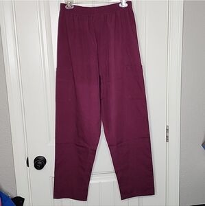 WS Fundamentals by White Swan Unisex Straight Leg Burgundy Purple Scrub Pants